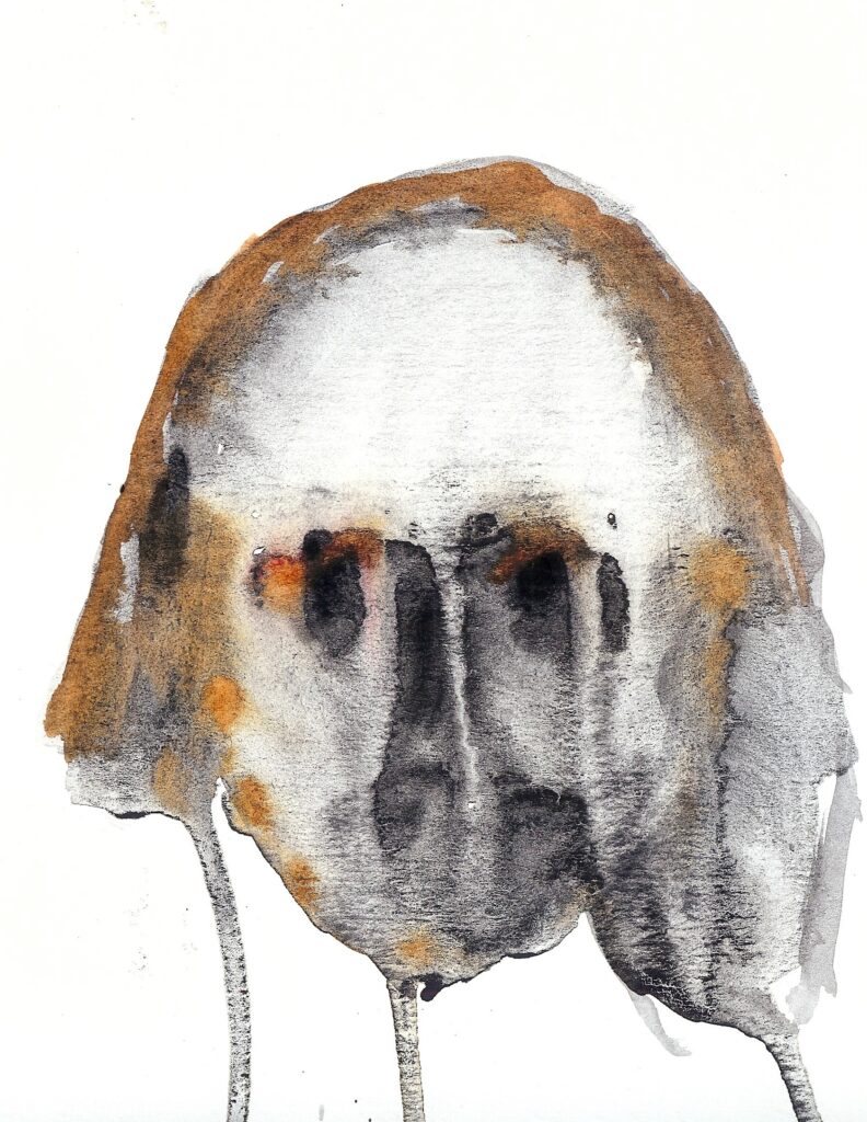 Shakespeare Skull. Watercolor. Janice Greenwood. Original Art.