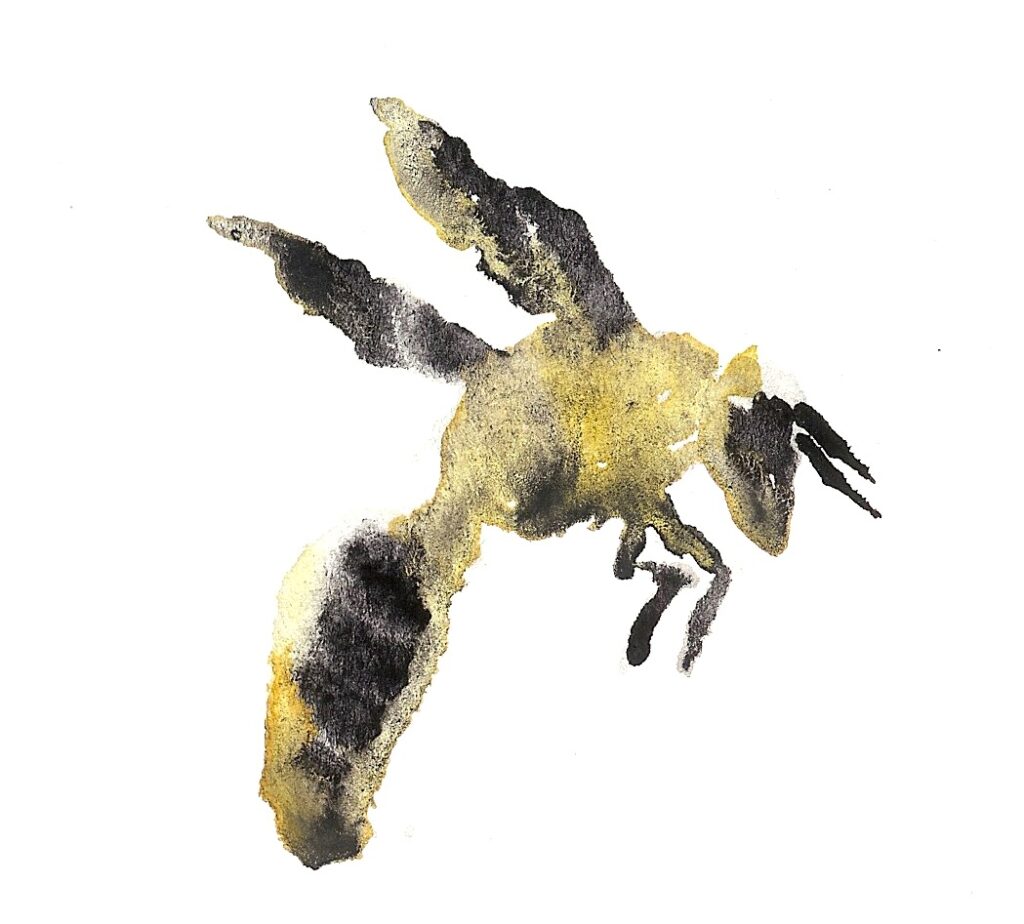 Yellow Bee. Watercolor. Janice Greenwood. Original Art.