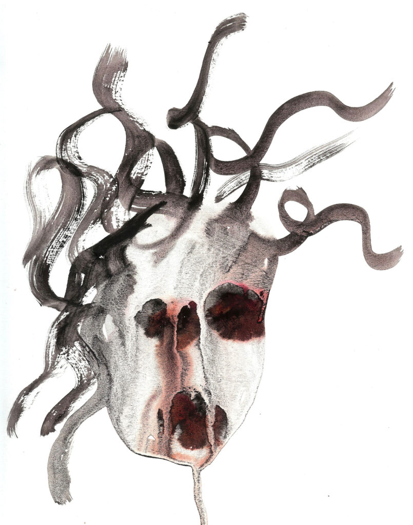 Self-Hating Medusa. Watercolor. Janice Greenwood. Original Art.